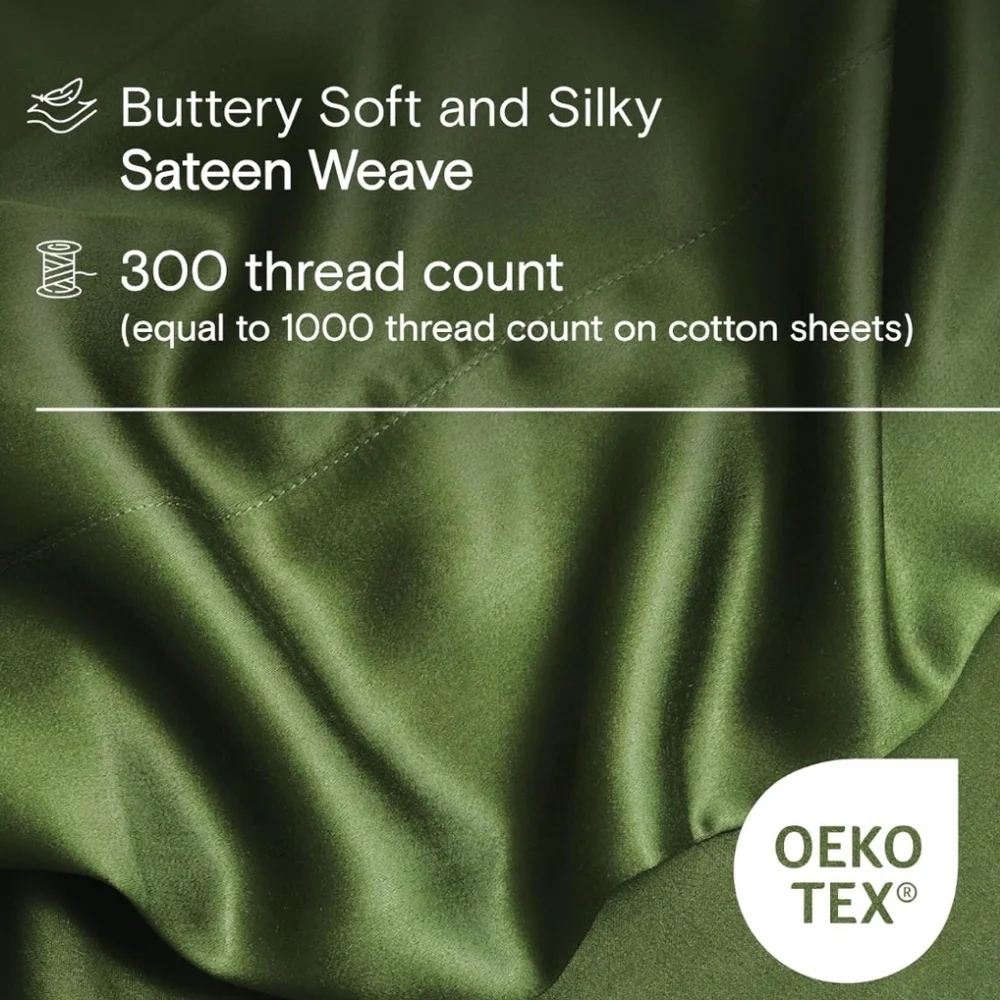 DOZ by SIJO Bamboo Fitted Sheet + Pillowcase Twin Forest Green NWT
